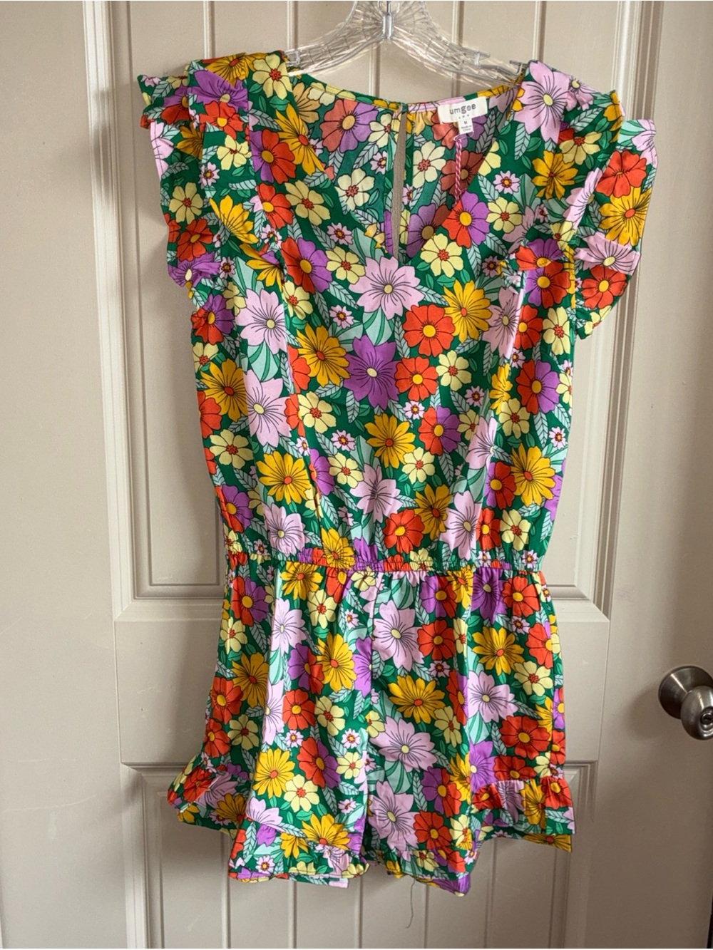 Umgee Green Floral Ruffle Romper